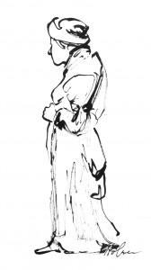 "Bather's Robe", ink by Tim Holmes