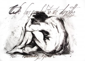 "Who Has Sounded to its Depths the Human Heart?" Ink and monotype by Tim Holmes