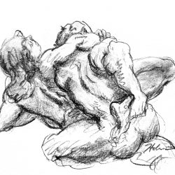"Wrestling with a Notion", pencil by Tim Holmes